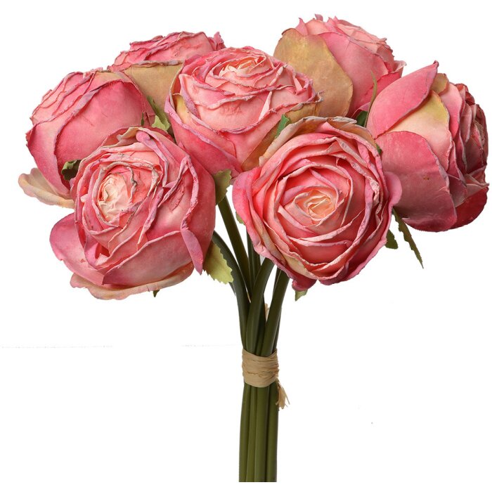 Clayre & Eef 6PL0336P Bouquet de fleurs artificielles 7 roses roses 16x14x34 cm