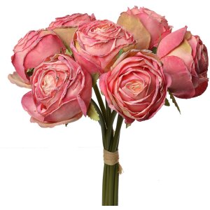 Clayre & Eef 6PL0336P Bouquet de fleurs artificielles 7 roses roses 16x14x34 cm