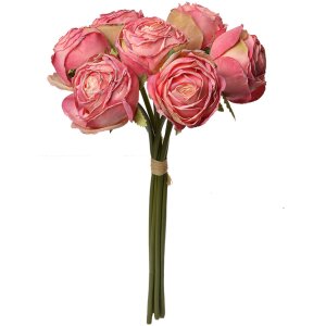 Clayre & Eef 6PL0336P Bouquet de fleurs artificielles 7 roses roses 16x14x34 cm