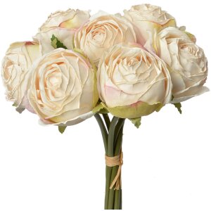 Clayre & Eef 6PL0336W Bouquet de fleurs artificielles 7 roses blanc 16x14x34 cm