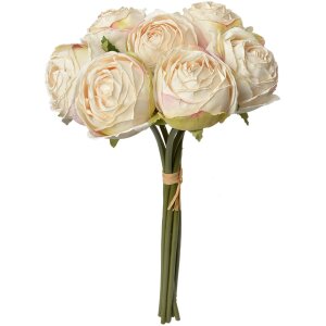 Clayre & Eef 6PL0336W Bouquet de fleurs artificielles 7 roses blanc 16x14x34 cm