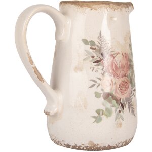 Clayre & Eef 6CE1979M Pichet décoratif Beige Rose 17x12x18 cm style rustique