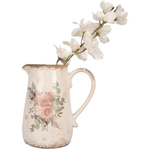 Clayre & Eef 6CE1979M Pichet décoratif Beige Rose 17x12x18 cm style rustique