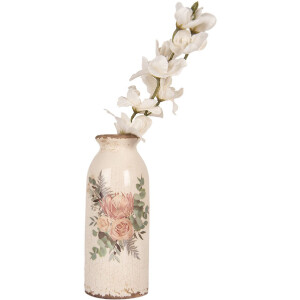 Clayre & Eef 6CE1980L Vase Céramique Beige Rose Ø 8x20 cm style rustique