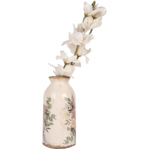 Clayre & Eef 6CE1980M Vase Céramique Design Fleurs Beige Rose Ø 8x16 cm