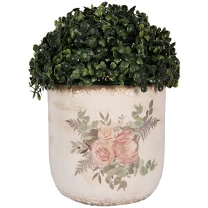 Clayre & Eef 6CE1981L Pot de fleurs en céramique Motif floral Beige Rose Ø 18x17 cm