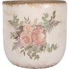 Clayre & Eef 6CE1981L Pot de fleurs en céramique Motif floral Beige Rose Ø 18x17 cm