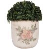 Clayre & Eef 6CE1981L Pot de fleurs en céramique Motif floral Beige Rose Ø 18x17 cm