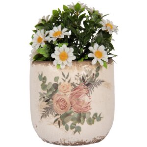 Clayre & Eef 6CE1981M Pot de fleurs en céramique Beige Rose Ø 14x13 cm