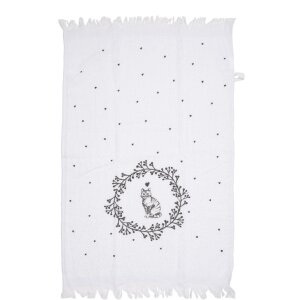 Clayre & Eef CTLGC-1 Serviette dinvité Blanc Noir 40x66 cm Coton