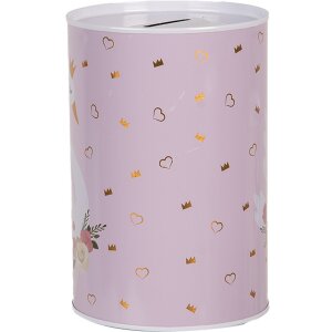 Clayre & Eef 6BL0165 Tirelire Rose Blanc Ø 10x15 cm Motif romantique de cygne