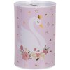 Clayre & Eef 6BL0165 Tirelire Rose Blanc Ø 10x15 cm Motif romantique de cygne