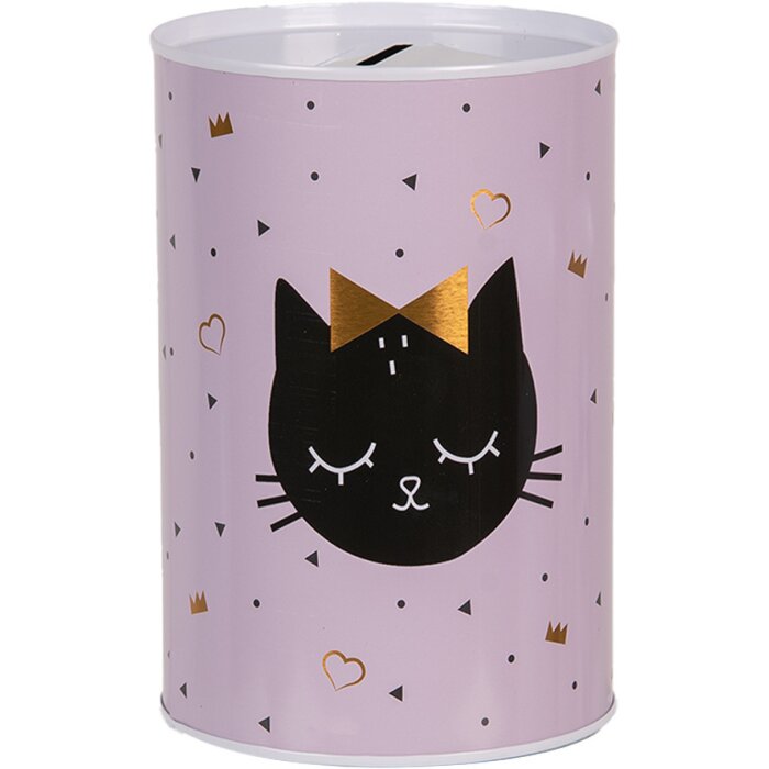 Clayre & Eef 6BL0166 Tirelire chat rose Ø 10x15 cm
