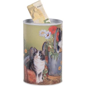 Clayre & Eef 6BL0168 Tirelire motif chat Ø 8x13 cm style campagnard