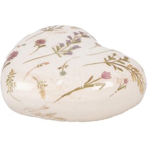 Clayre & Eef 6CE1917 Déco Cœur Céramique Beige Rose 11x11x4 cm