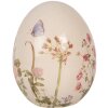 Clayre & Eef 6CE1918M Œuf décoratif en céramique beige rose fleurs Ø 10x12 cm