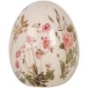 Clayre & Eef 6CE1918S Œuf déco Céramique Beige Rose Vert Ø 7x9 cm style rustique