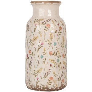 Clayre & Eef 6CE1931L Vase Beige Rose Ø 15x32 cm Céramique style rustique