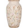 Clayre & Eef 6CE1941S Vase Céramique Beige Floral Ø 16x27 cm