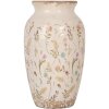 Clayre & Eef 6CE1941S Vase Céramique Beige Floral Ø 16x27 cm