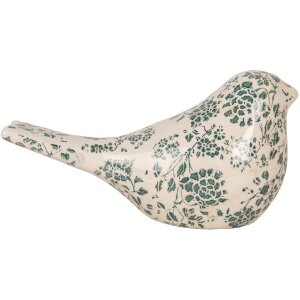 Clayre & Eef 6CE1950L Décoration Oiseau Beige Vert 25x10x13 cm