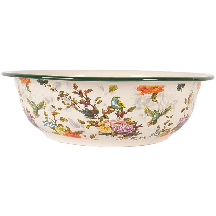 Clayre & Eef 6EM0003 Bol décoratif émail Beige Vert Ø 30 cm 3000 ml