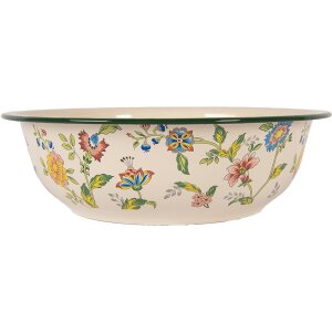 Clayre & Eef 6EM0004 Bol décoratif émail Beige Vert Ø 30x9 cm 3000 ml