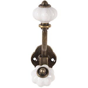 Clayre & Eef 6Y5724 Crochet mural brun blanc fer 4x9x13 cm style antique