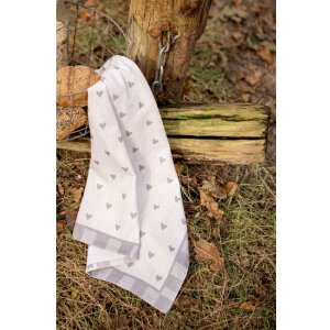 Clayre & Eef LVT42-1G Torchon de cuisine Beige Gris Motif cœur 50x70 cm