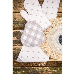 Clayre & Eef LVT42-1G Torchon de cuisine Beige Gris Motif cœur 50x70 cm