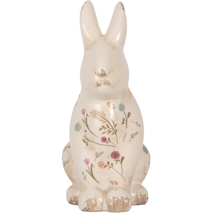 Clayre & Eef 6CE1958L Lapin décoratif en céramique 16x12x28 cm Beige Rose