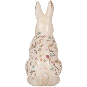 Clayre & Eef 6CE1958L Lapin décoratif en céramique 16x12x28 cm Beige Rose