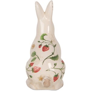Clayre & Eef 6CE1960M Déco Lapin Céramique Beige Rouge 13x10x21 cm