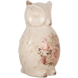 Clayre & Eef 6CE1961L Déco Chouette Céramique Beige Rose 13x12x22 cm