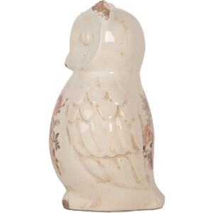 Clayre & Eef 6CE1961L Déco Chouette Céramique Beige Rose 13x12x22 cm