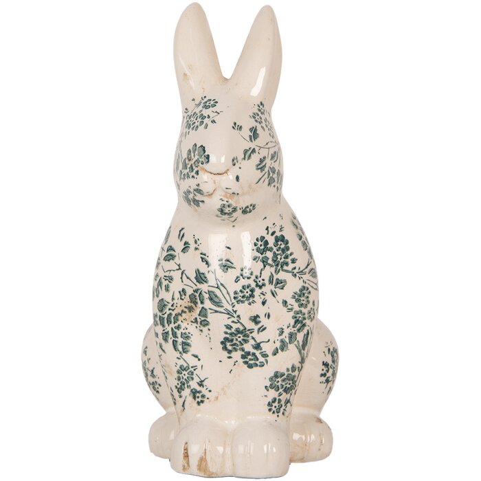 Clayre & Eef 6CE1955L Déco Lapin Céramique Beige Vert 16x12x28 cm