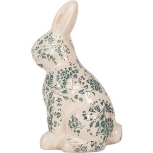 Clayre & Eef 6CE1955L Déco Lapin Céramique Beige Vert 16x12x28 cm