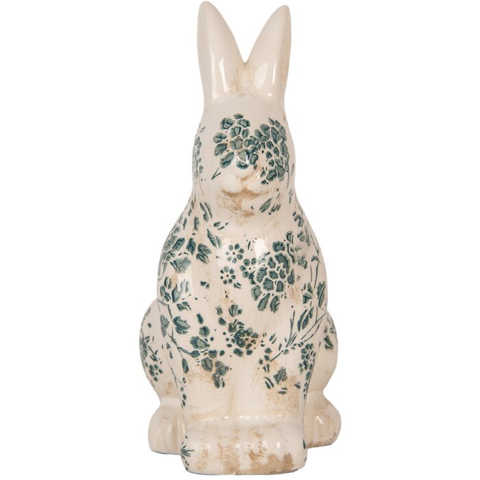 Clayre & Eef 6CE1955M Décoration Lapin Beige Vert Motif floral 13x10x21 cm