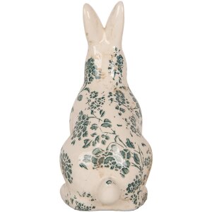 Clayre & Eef 6CE1955M Décoration Lapin Beige Vert Motif floral 13x10x21 cm