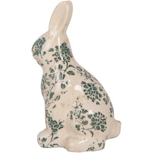 Clayre & Eef 6CE1955M Décoration Lapin Beige Vert Motif floral 13x10x21 cm