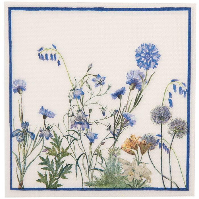 Clayre & Eef 73075 Serviettes en papier Blanc Bleu 33x33 cm 20 pièces