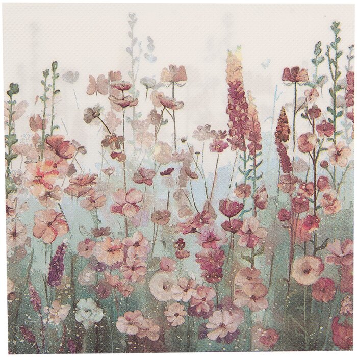 Clayre & Eef 73077 Serviettes en papier blanc rose 33x33 cm 20 pièces