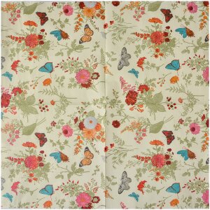 Clayre & Eef 73081 Serviettes en papier 33x33 cm Beige Rose Motif floral