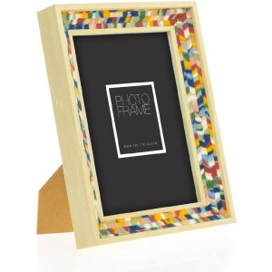 ZEP cadre photo en bois Bahia tissu aspect bois verre clair 10x15 13x18 15x20 cm