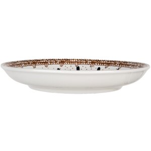 Clayre & Eef 6CEDP0167 Assiette en céramique blanche marron Bohème Ø 21x3 cm