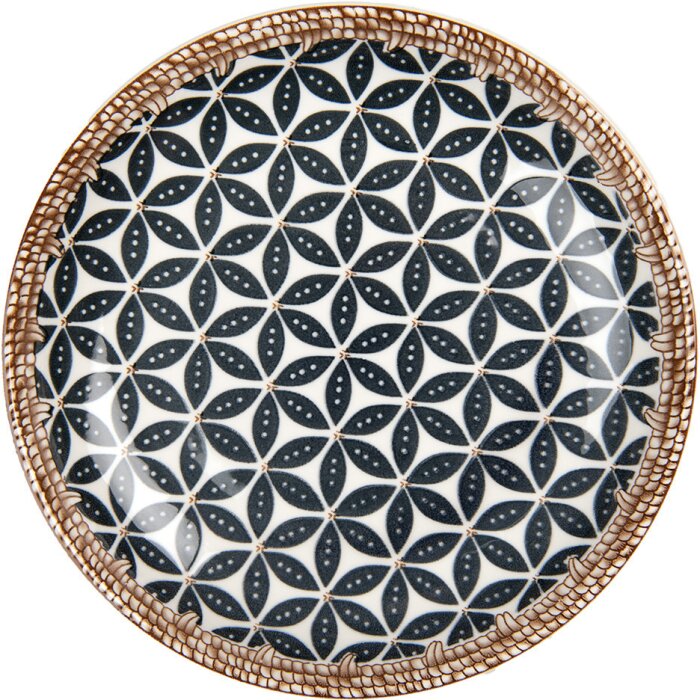 Clayre & Eef 6CEDP0168 Assiette Ø 21 cm Boho-Design Céramique blanc-noir