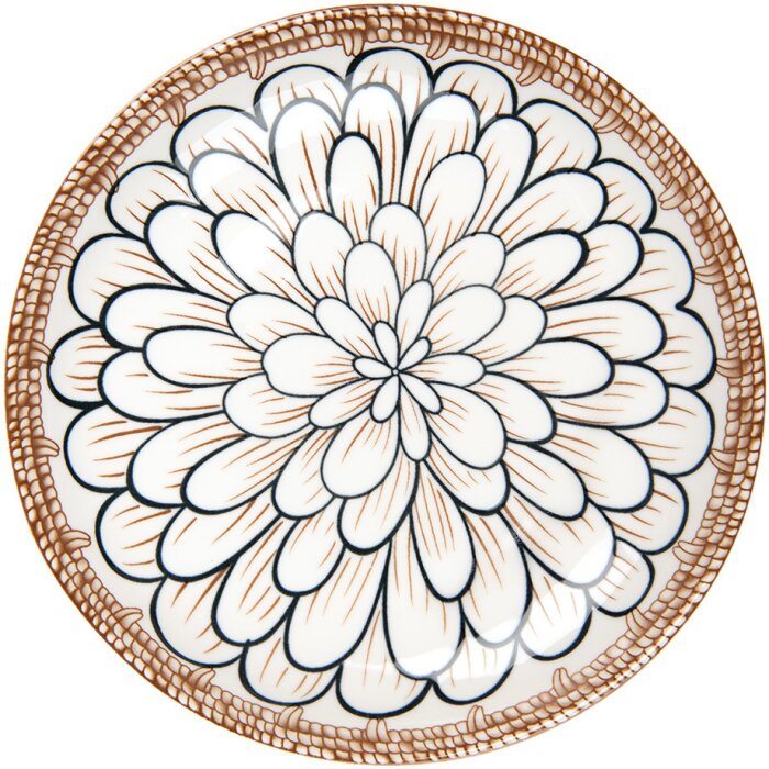 Clayre & Eef 6CEDP0169 Assiette à déjeuner Blanc Marron Céramique Ø 21x3 cm