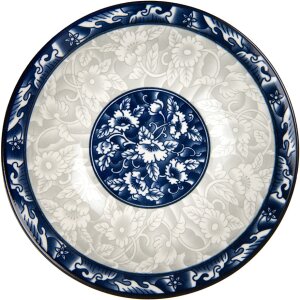 Clayre & Eef 6CEPS0001 Bol en céramique blanc bleu Ø 21 cm 600 ml