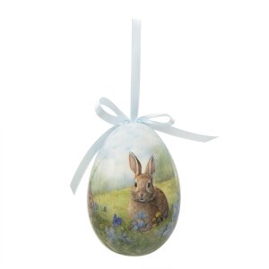 Clayre & Eef 65912 Décoration Suspensions Oeuf Set 6 pastel style campagnard Ø 7x10 cm