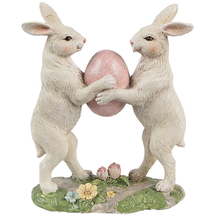 Clayre & Eef 6PR4390 Déco Lapin Beige Rose 11x5x13 cm Polyrésine